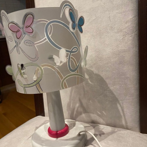 Children's lighting set used, ceiling and table lamps with butterfly design
