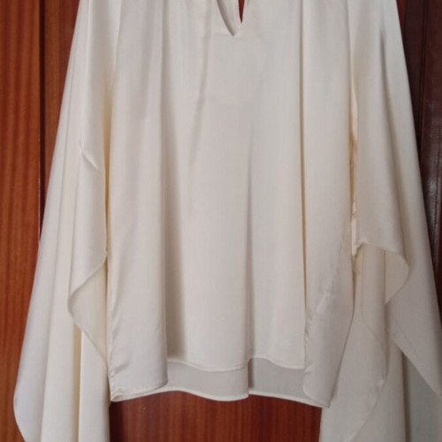 Shein satin blouse with wide batwing sleeves, cream