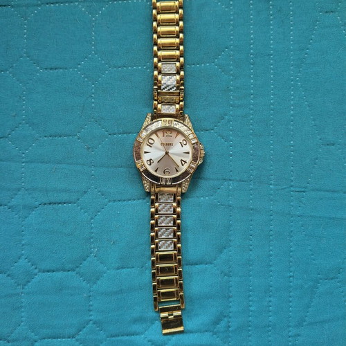 Colours women's wristwatch gold and silver with zirconia