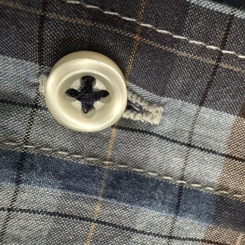 Oxford Company Blue and Brown Plaid Denim Long-Sleeve Shirt Size M Like New