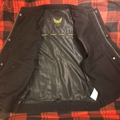 Leatherick Biker Vest Denim black size Large new