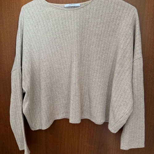 ZARA Crop women's top like new, beige with gold thread
