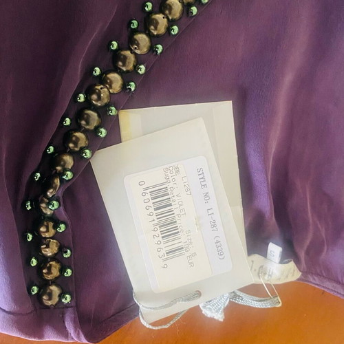 Lynn Adler silk dress new, size S, purple with bead embroidery