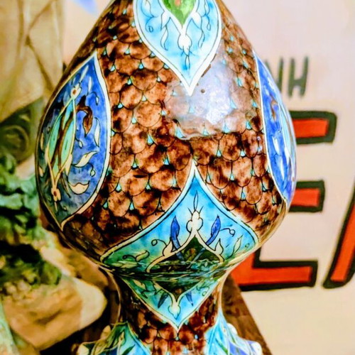 19th Century Table Lamp used, Iznik Ceramic and Bronze