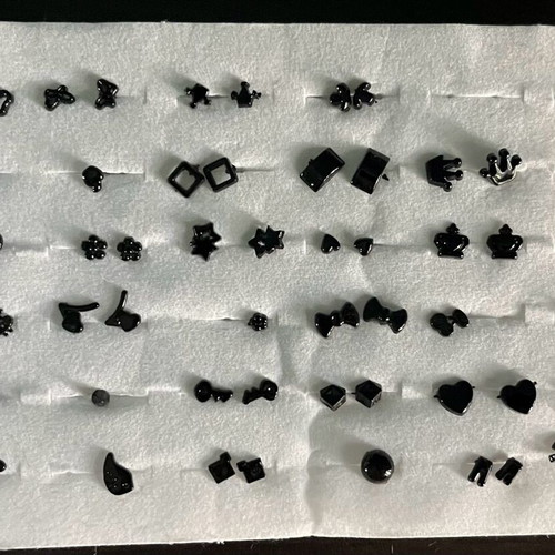 Black earrings new, set with missing pieces