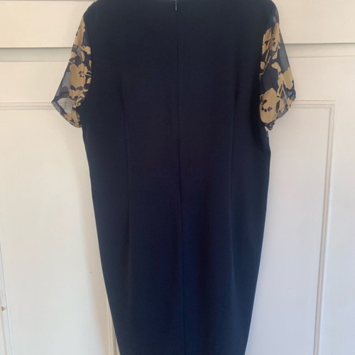 Chris evening dress set with bolero like new, dark blue and gold lace