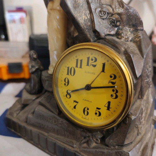 Vintage religious bronze clock 1950-1970 like new