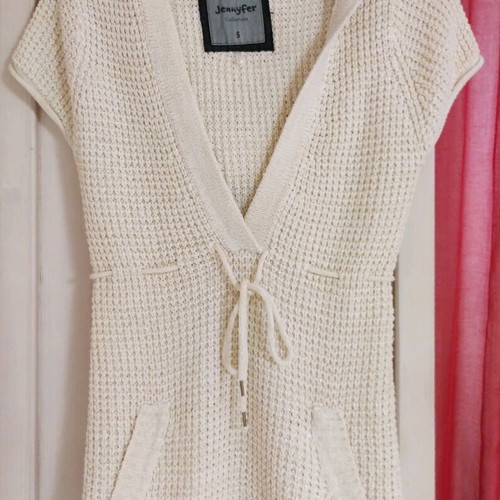Knitted beige short-sleeve top with hood Jennyfer size S like new