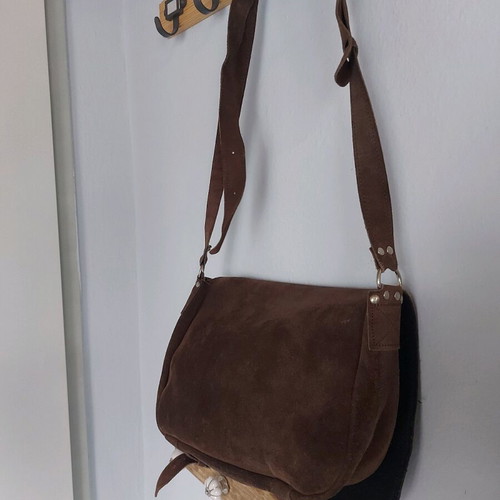 Messenger bag crossbody used 100% leather castor brown