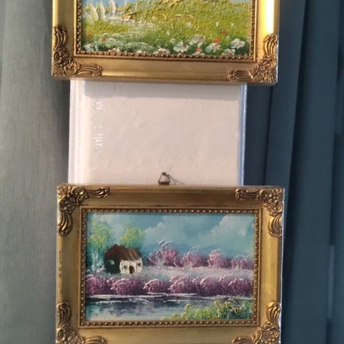 Oil paintings pack of 2, like new, size 18x13 cm