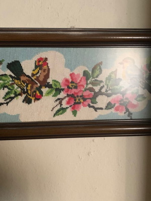 Embroidered painting used, framed