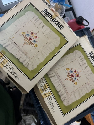 Embroidery cushions, ecru, pack of two