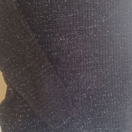 Women’s chenille blouse like new, black with silver thread and 3/4 sleeve