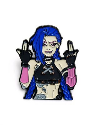 Jinx enamel pin like new, blue and purple