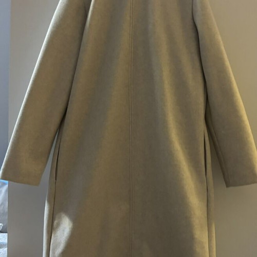Zara beige coat with front button and pockets, size S
