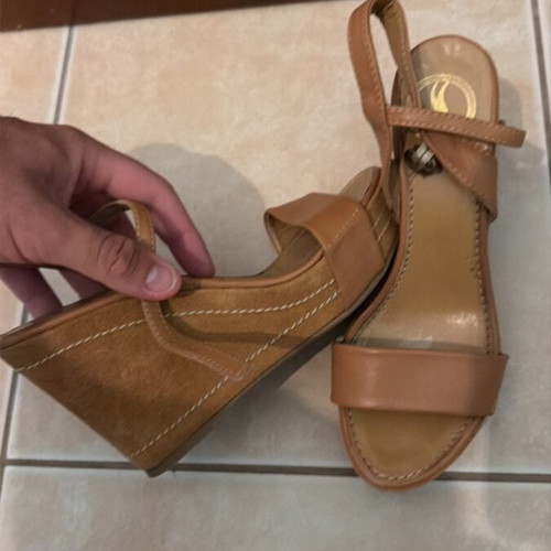 Leather heels like new, size 37, beige