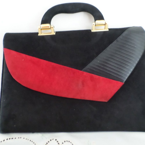 Suede bag black and red like new