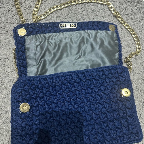 Handmade bag with dark blue thread new