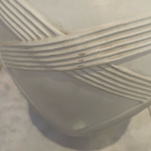 Vintage large vase used with damages, broken white