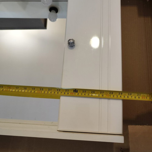 White bathroom mirror with cabinet and 2 lights like new