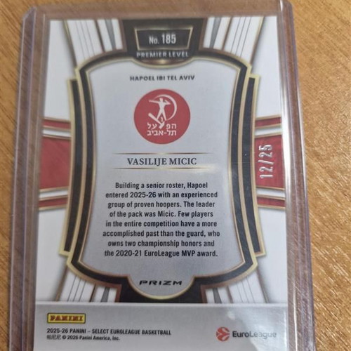 Panini Euroleague Select Hapoel Tel Aviv Micic Pink Prizm new plus 2 cards gift