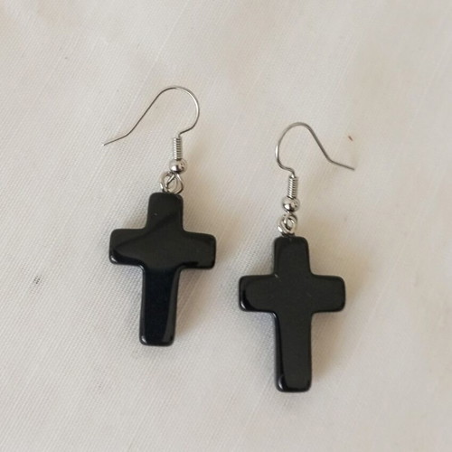 Unisex Gothic Earrings Black Cross Stainless Steel new
