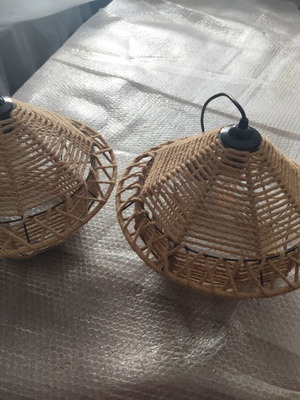 Pendant ceiling light set of 2, like new, metal with rope