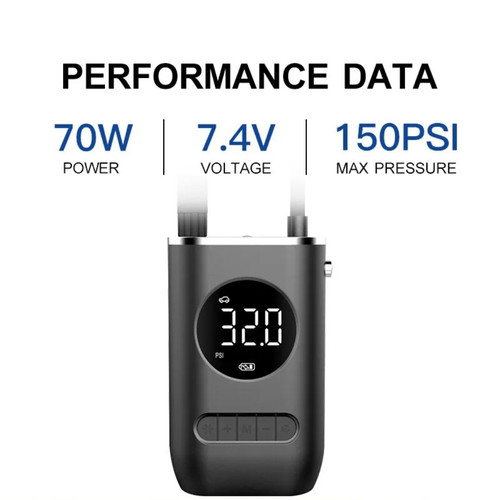 Portable rechargeable vehicle air pump new with flashlight and adapters