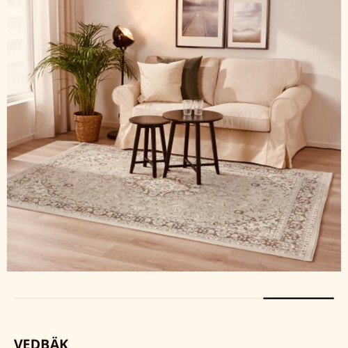 IKEA VEDBÄK rug used, 170×230 cm, modern light gray design