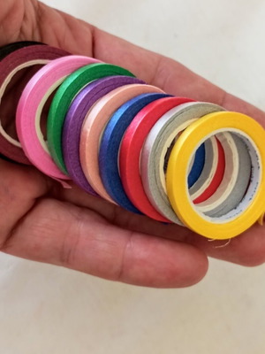 Thin Craft Ribbons Set of 10 Rolls, 5m Each, Color Mix