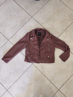 Leather biker jacket Pink Woman like new dusty rose