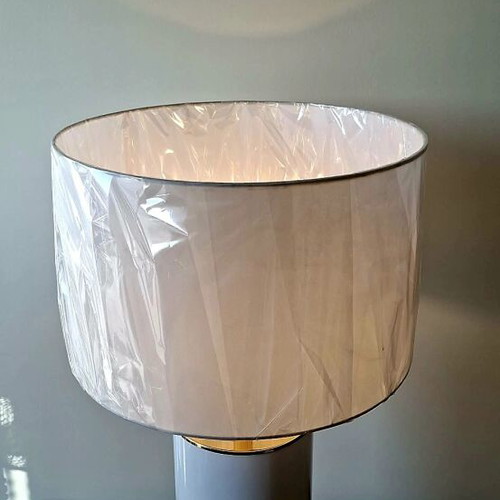 Vintage Italian Table Lamp White like new Porcelain with Brass Gilded Details