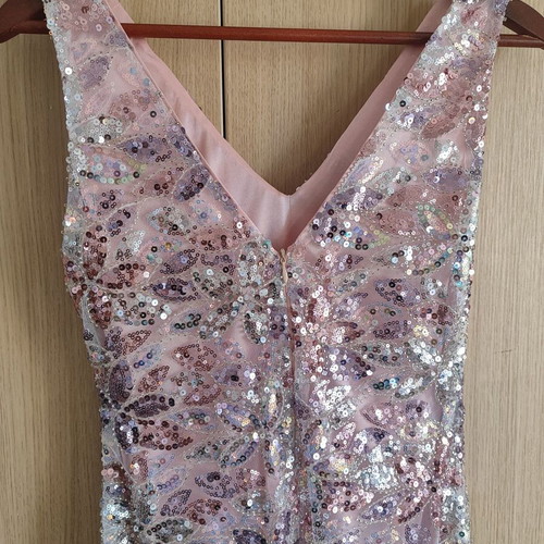 Athenee Official Mini Dress with Sequins Like New, Pink Nude
