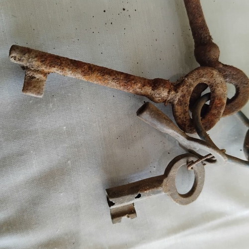 Antique iron keys used with rustic patina