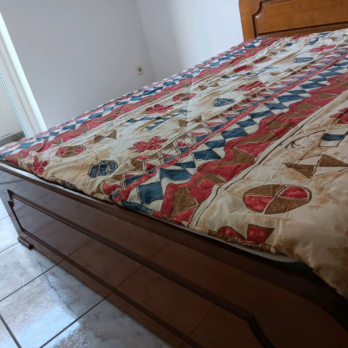 Double bed and mattress, 150x200 cm, heavy sturdy construction