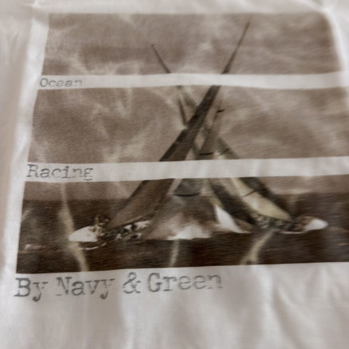 Navy & Green T-shirt, M, white and beige