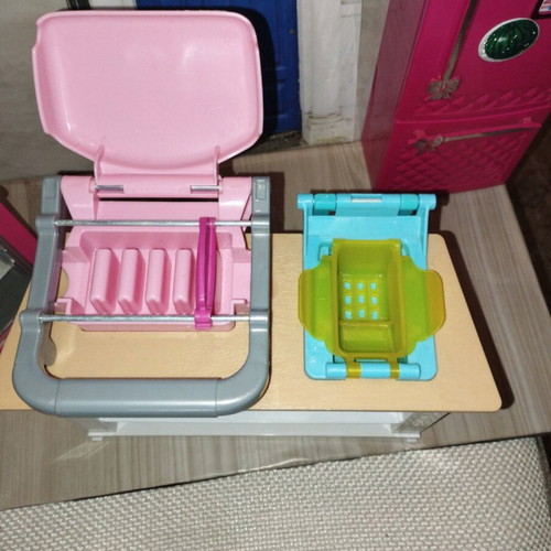 Barbie kitchen used, set of three furniture pieces
