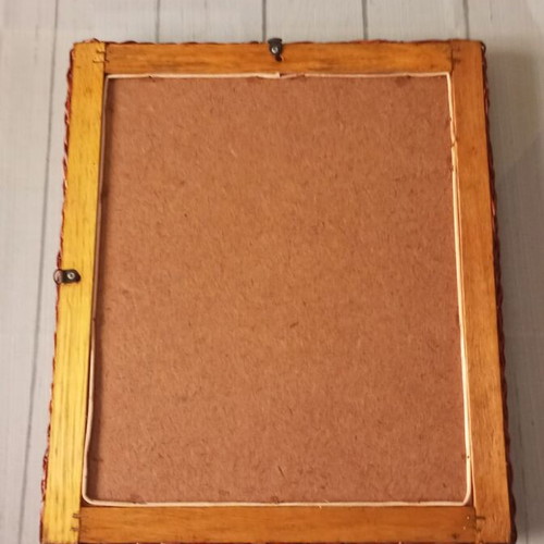 Vintage wooden woven rectangular mirror new