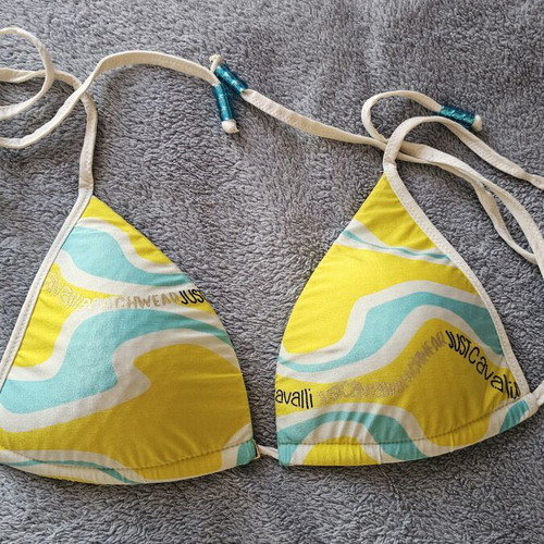 Just Cavalli bikini top like new, yellow and turquoise, size M