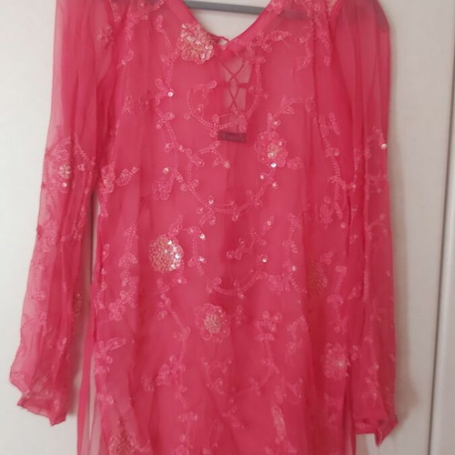 Te Quiero women's blouse used, pink, size S, transparent kaftan