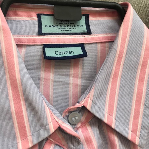 Hawes & Curtis cotton shirt XS-S, blue and pink stripes