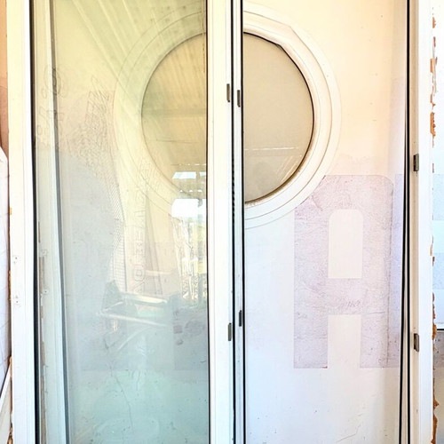 PVC balcony door single leaf with fixed panel double glazing