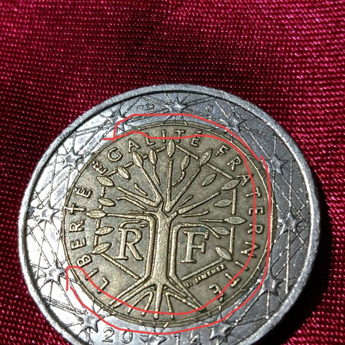 2 Euro Coin France 2014 used with multiple errors