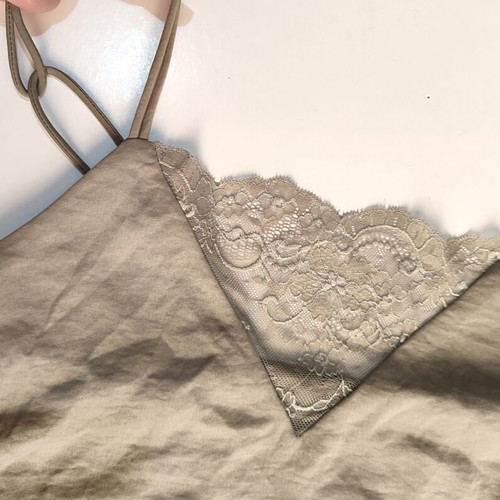 Satin top H&M with lace, size M, like new, soft khaki