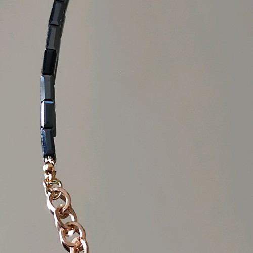 Steel handmade necklace like new, blue and gold