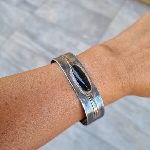 Vintage silver gold bracelet Silver 925 K14 used, unique piece