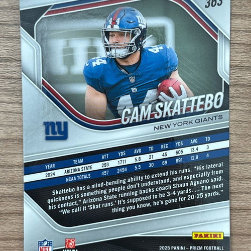 2025 Panini Prizm Football RC Cam Skattebo like new