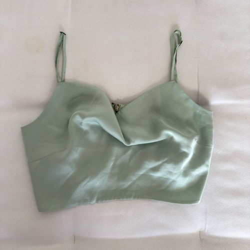 Lynne satin top with zipper and adjustable strap pistachio like new
