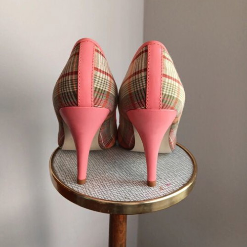 Nina-Nina plaid fabric peep toe pumps size 37