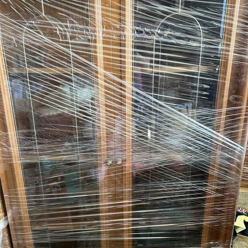 Wooden unit used, 10 pieces with display cabinets